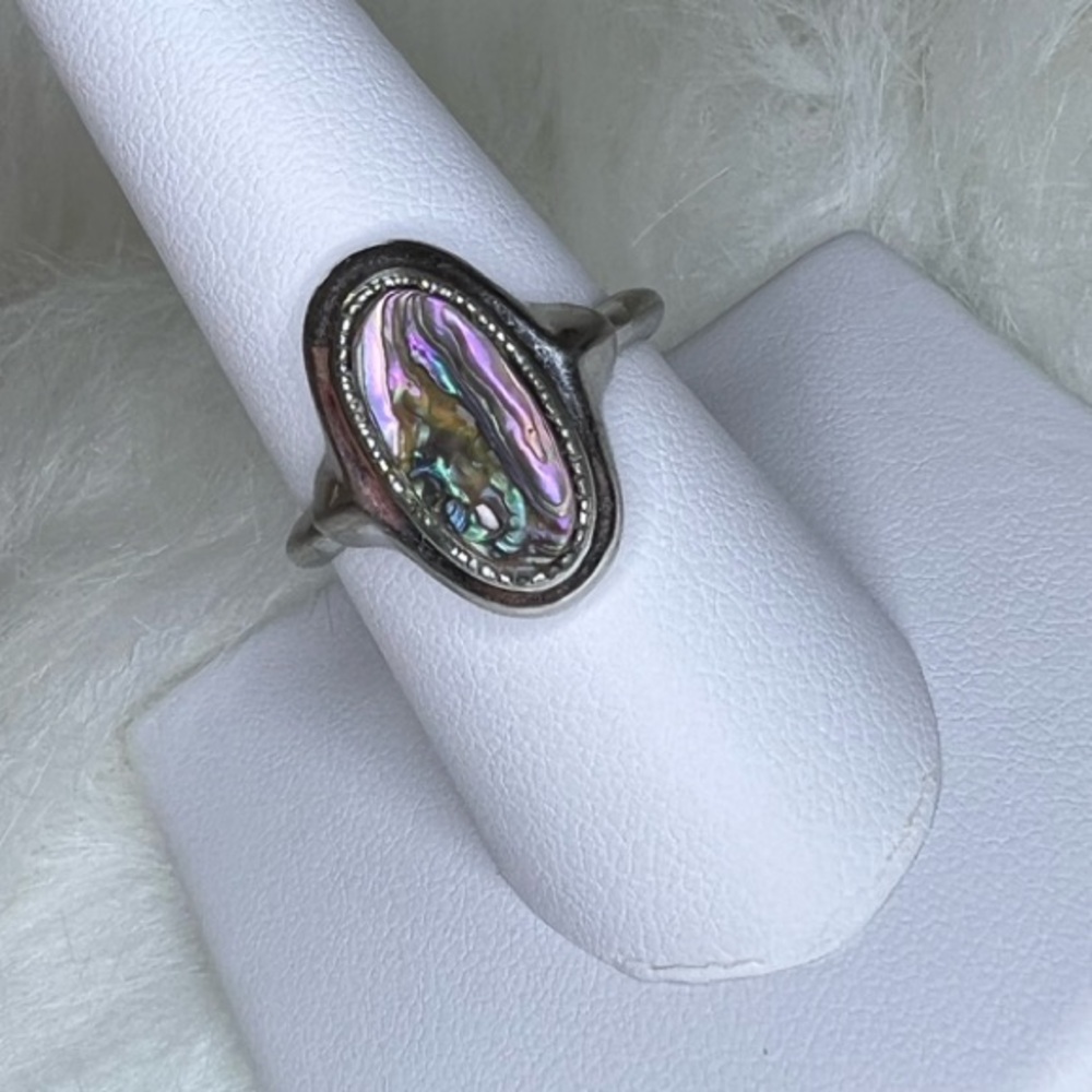 Avon silver tone faux Abalone Ring